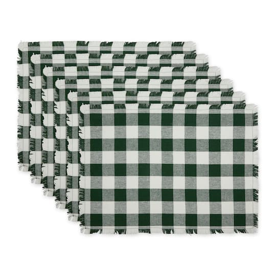 DII® Heavyweight Check Fringed Cotton Placemats